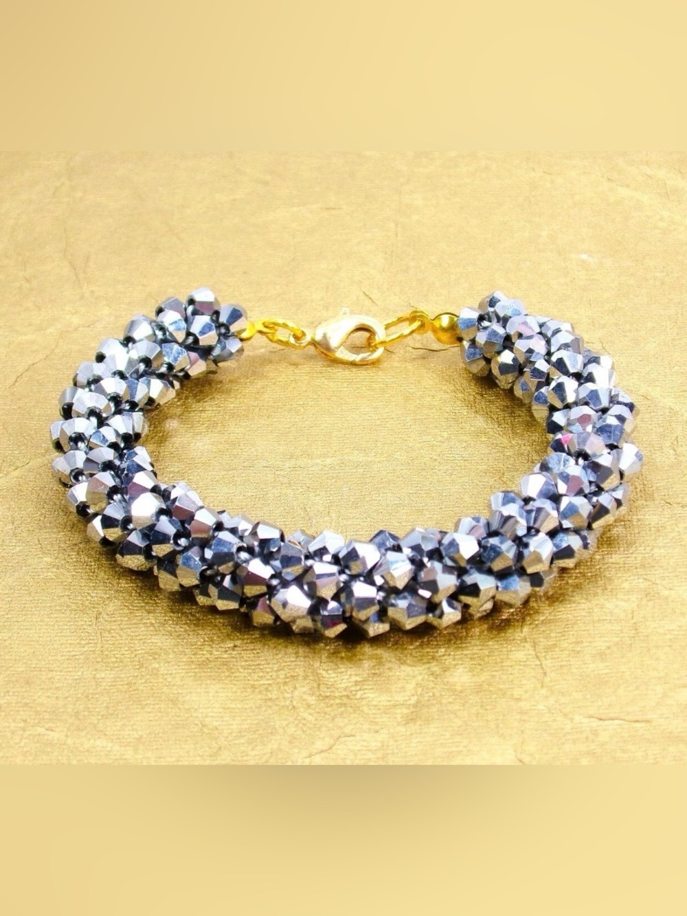 Elegant Gray Glass Bead Bracelet Sparkling Rope Style Design Jewelry New